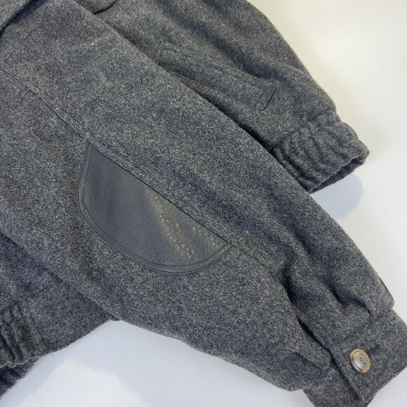 Members Only Wool Bomber‎ Jacket Men’s 46 (XL) Gray Purple Black Leather Patches - Picture 15 of 15